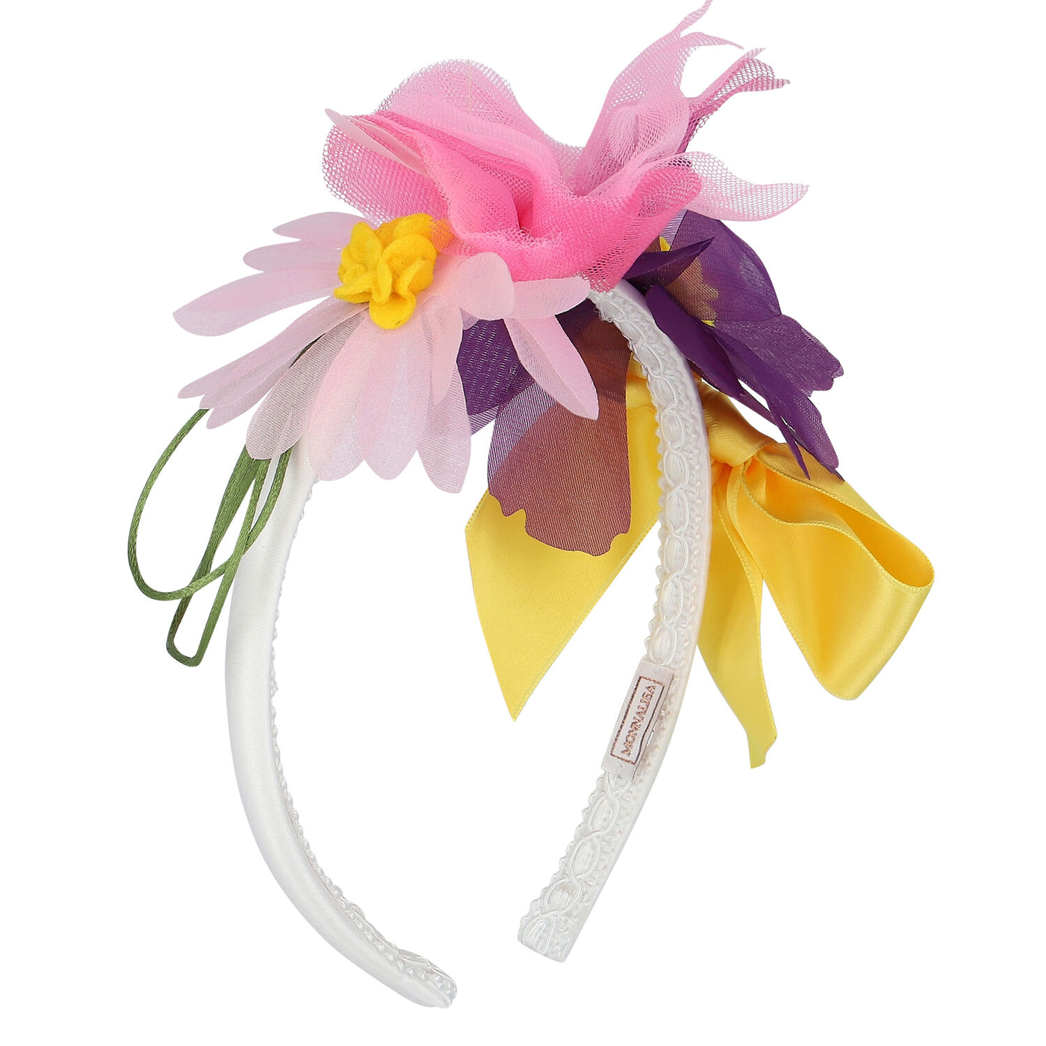 Girls Ivory Floral Headband, 1, hi-res