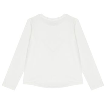 Girls White Logo Long Sleeve Top