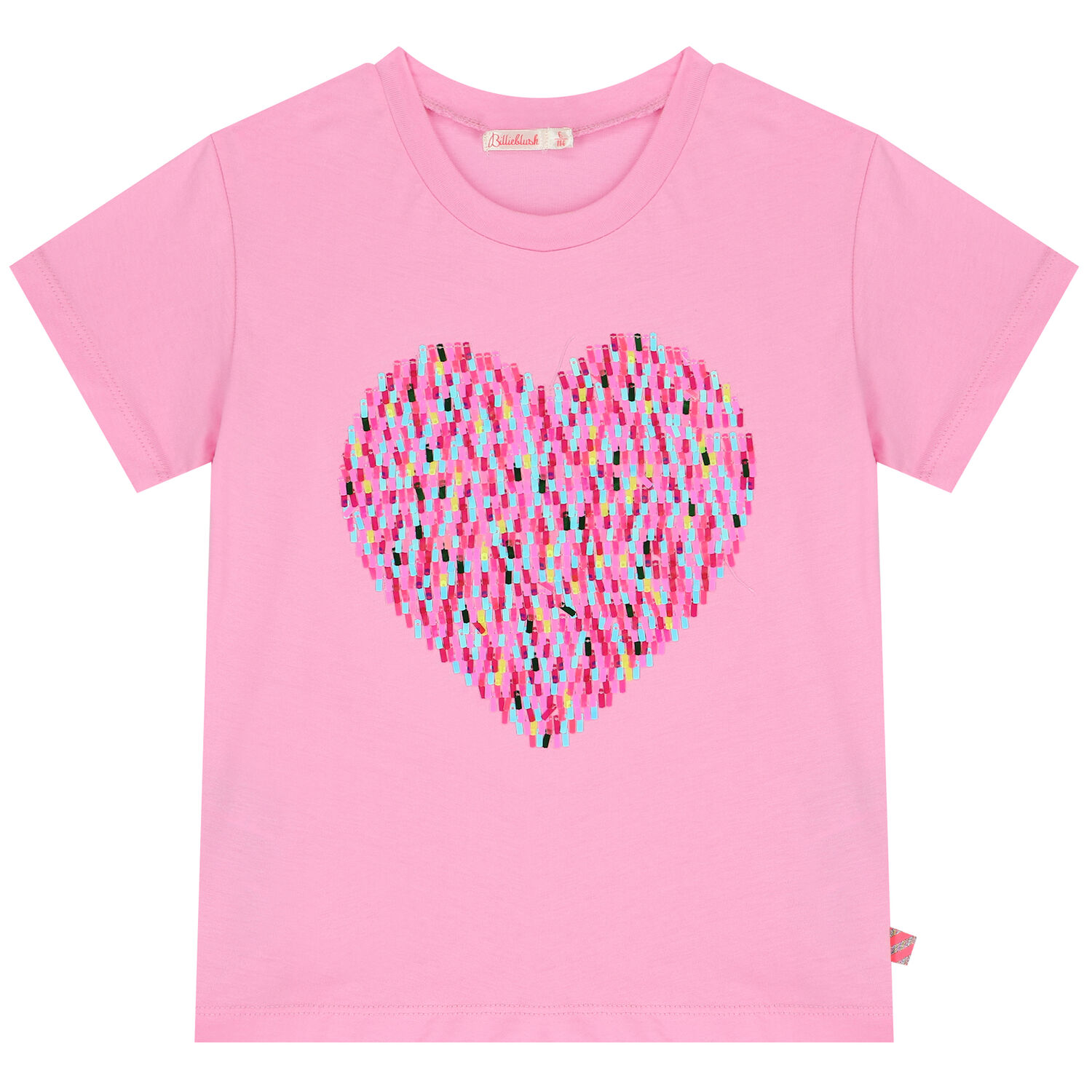 Girls Pink Embellished Heart T-Shirt, 1, hi-res