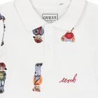 Boys White Teddy Bear Polo Shirt, 1, hi-res
