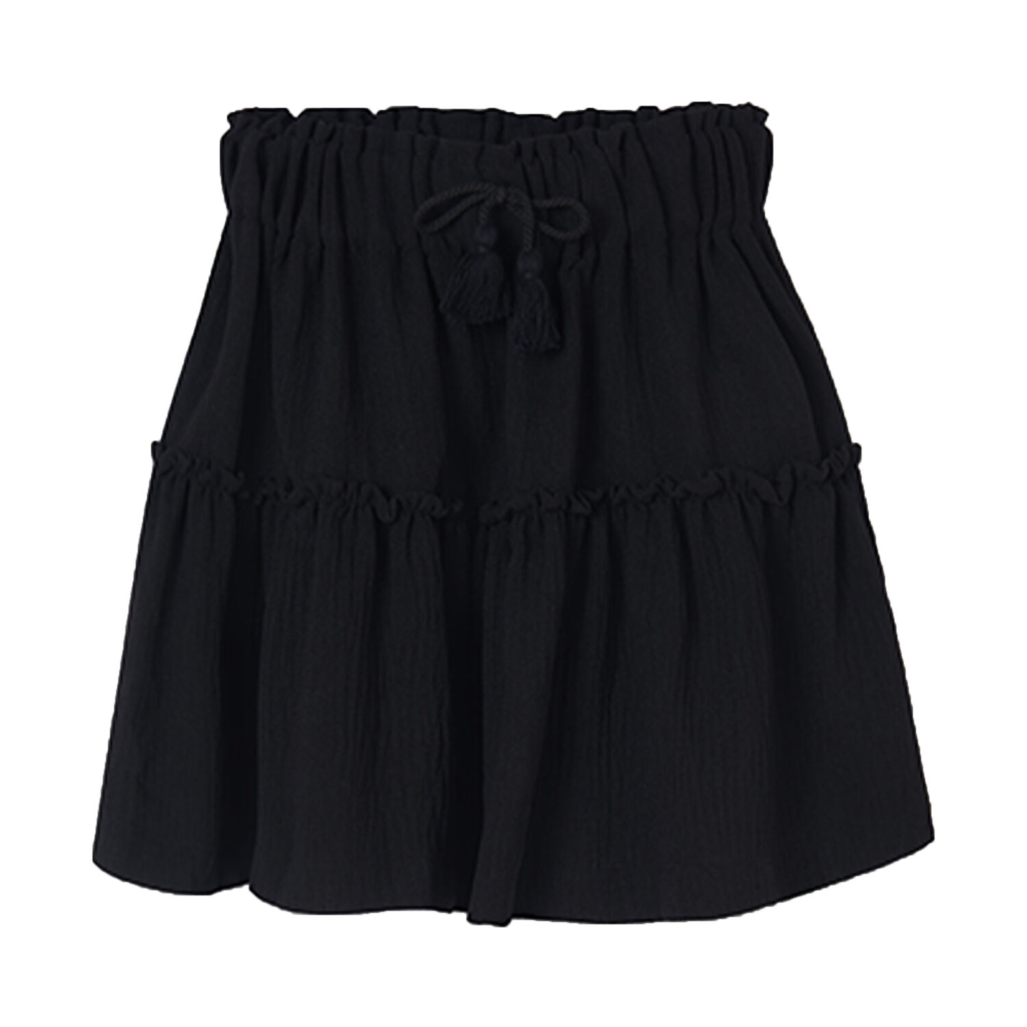 Girls Black Tiered Skirt, 1, hi-res