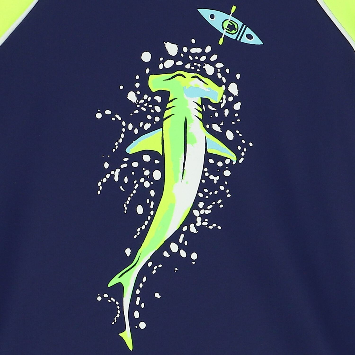 Boys Navy Blue & Neon Yellow Long Sleeve Rash Vest, 1, hi-res image number null