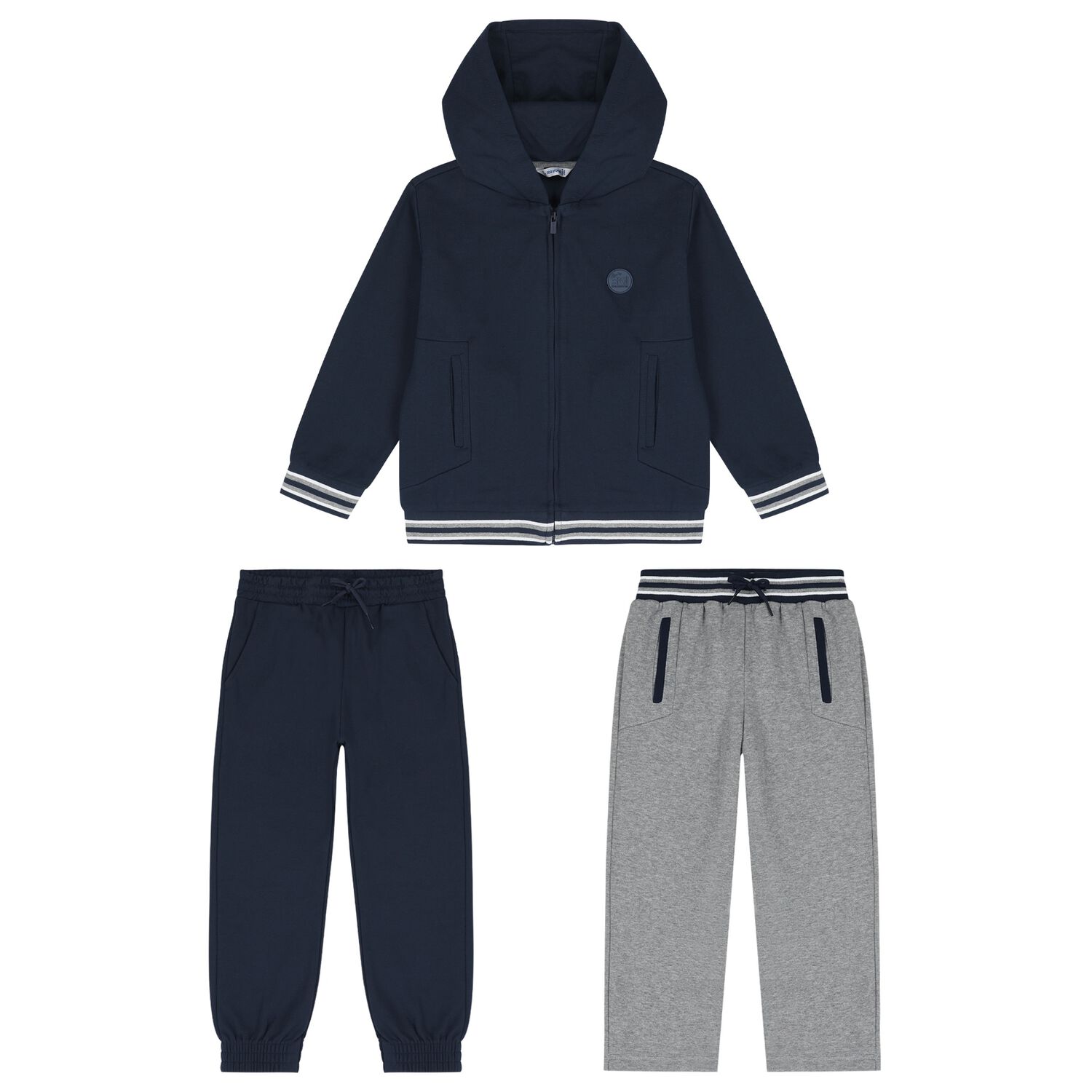 Boys Navy Blue & Grey Tracksuit ( 3 Piece ), 2, hi-res