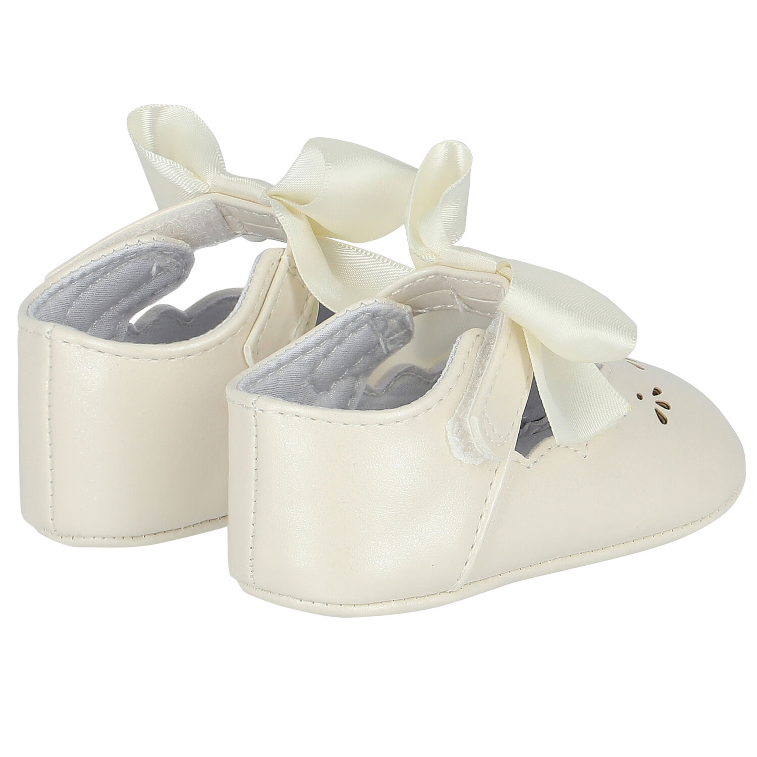 Baby Girls White Bow Pre Walker Shoes, 3, hi-res