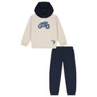 Boys Beige & Navy Blue Motorbike Tracksuit, 1, hi-res