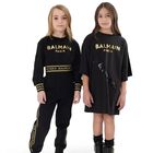 Girls Black Logo Dress, 1, hi-res