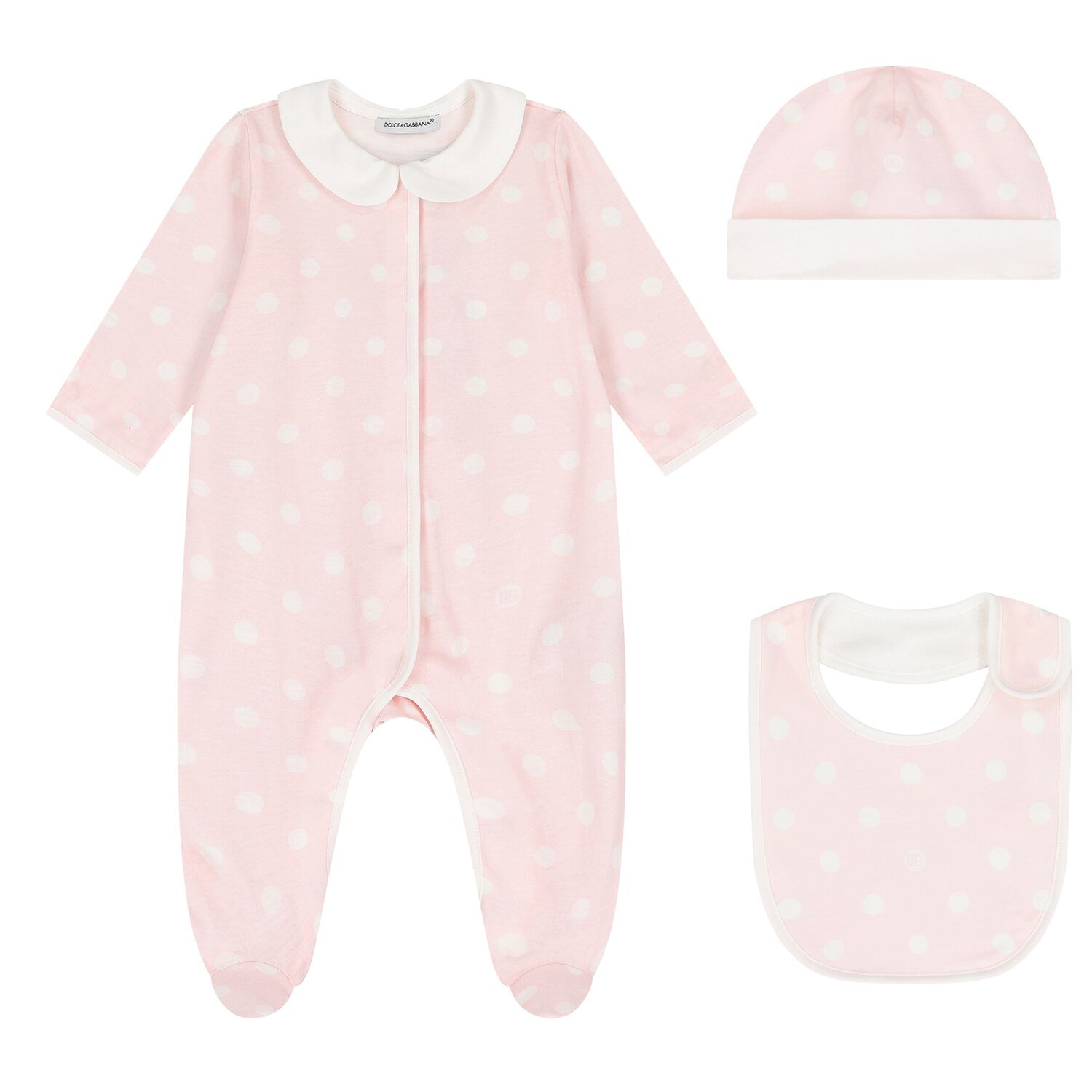 Baby Girls Pink & White Polka Dots Babygrow Gift Set, 1, hi-res