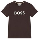 Boys Mini Me Brown Logo T-Shirt, 3, hi-res