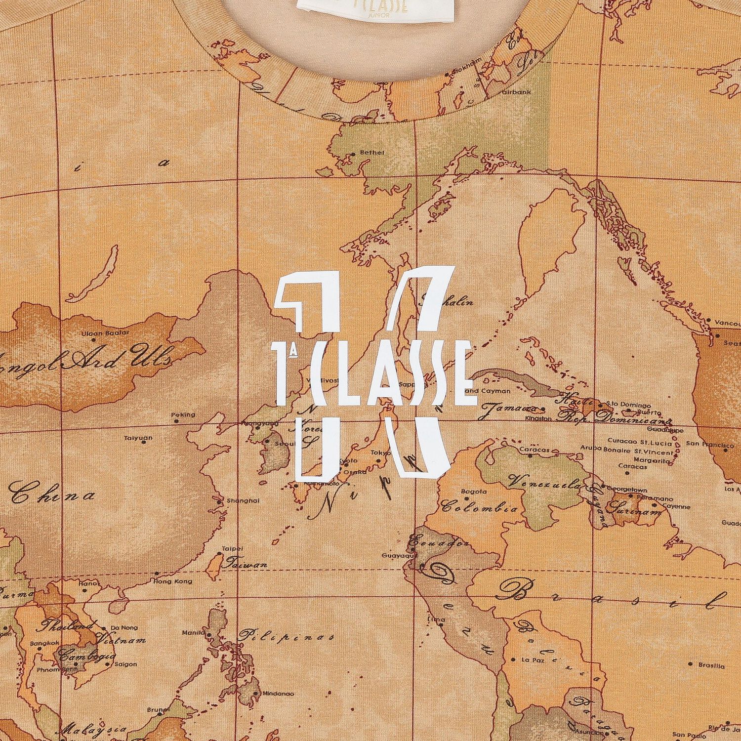 Boys Beige Geo Map Logo T-Shirt, 1, hi-res image number null