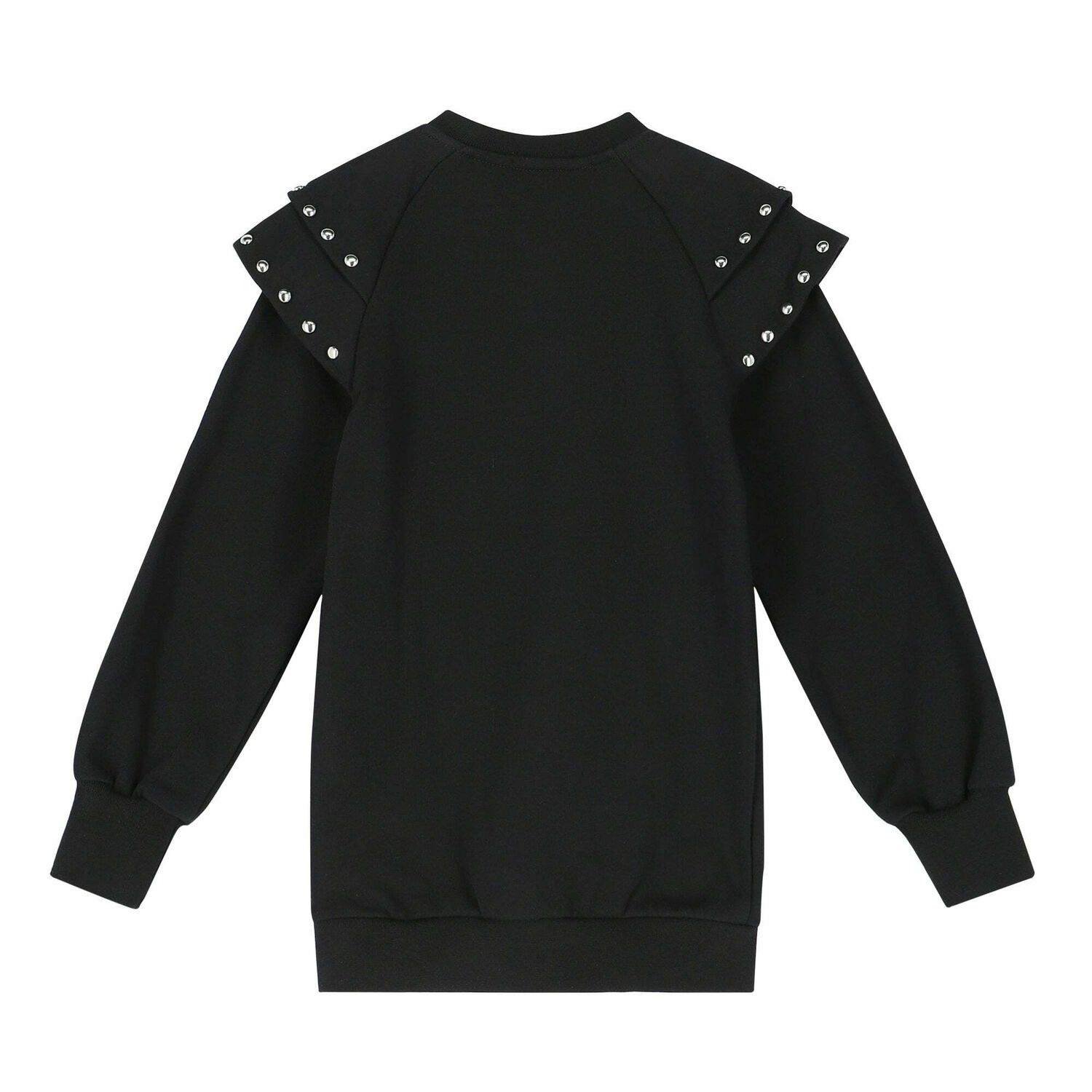 Girls Black Logo Sweatshirt Dress, 1, hi-res