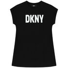 Girls Black Logo Dress, 1, hi-res
