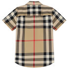Boys Beige Checkered Shirt, 1, hi-res