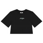 Girls Black Logo T-Shirt, 2, hi-res