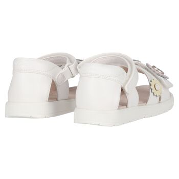 Younger Girls Ivory Flower Sandals