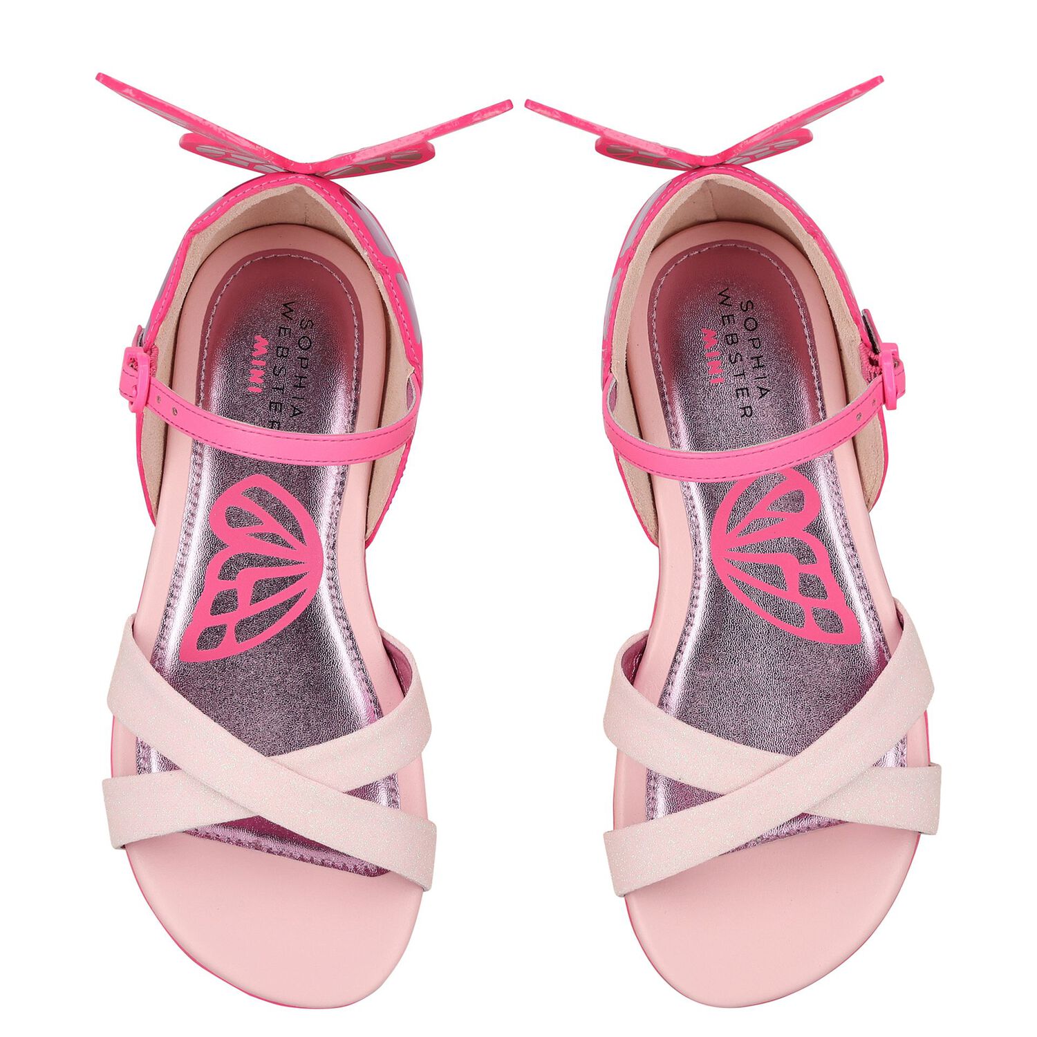 Girls Pink Butterfly Sandals, 1, hi-res image number null