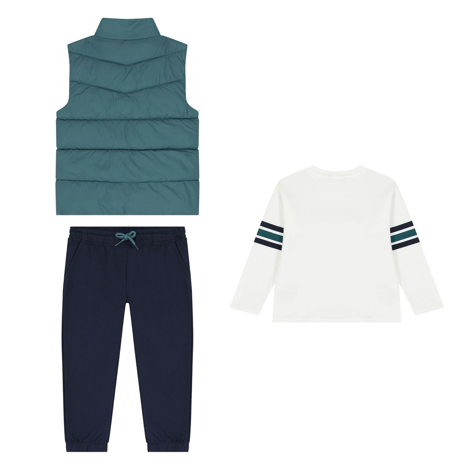 Boys White, Green & Navy Blue Tracksuit Set ( 3 Piece ), 1, hi-res
