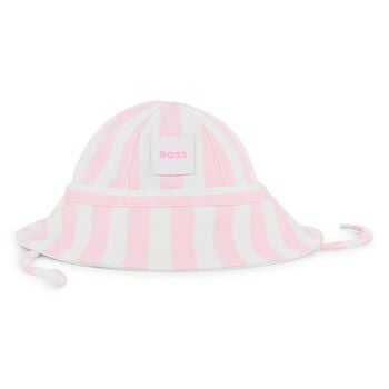 Baby Girls Pink & White Striped Hat