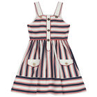Girls White & Navy Striped Dress, 1, hi-res