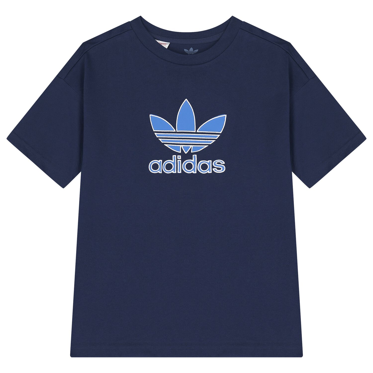 Navy Blue Trefoil Logo Oversized T-Shirt, 1, hi-res