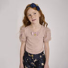 Girls Pink Tulle Sleeve T-Shirt, 1, hi-res