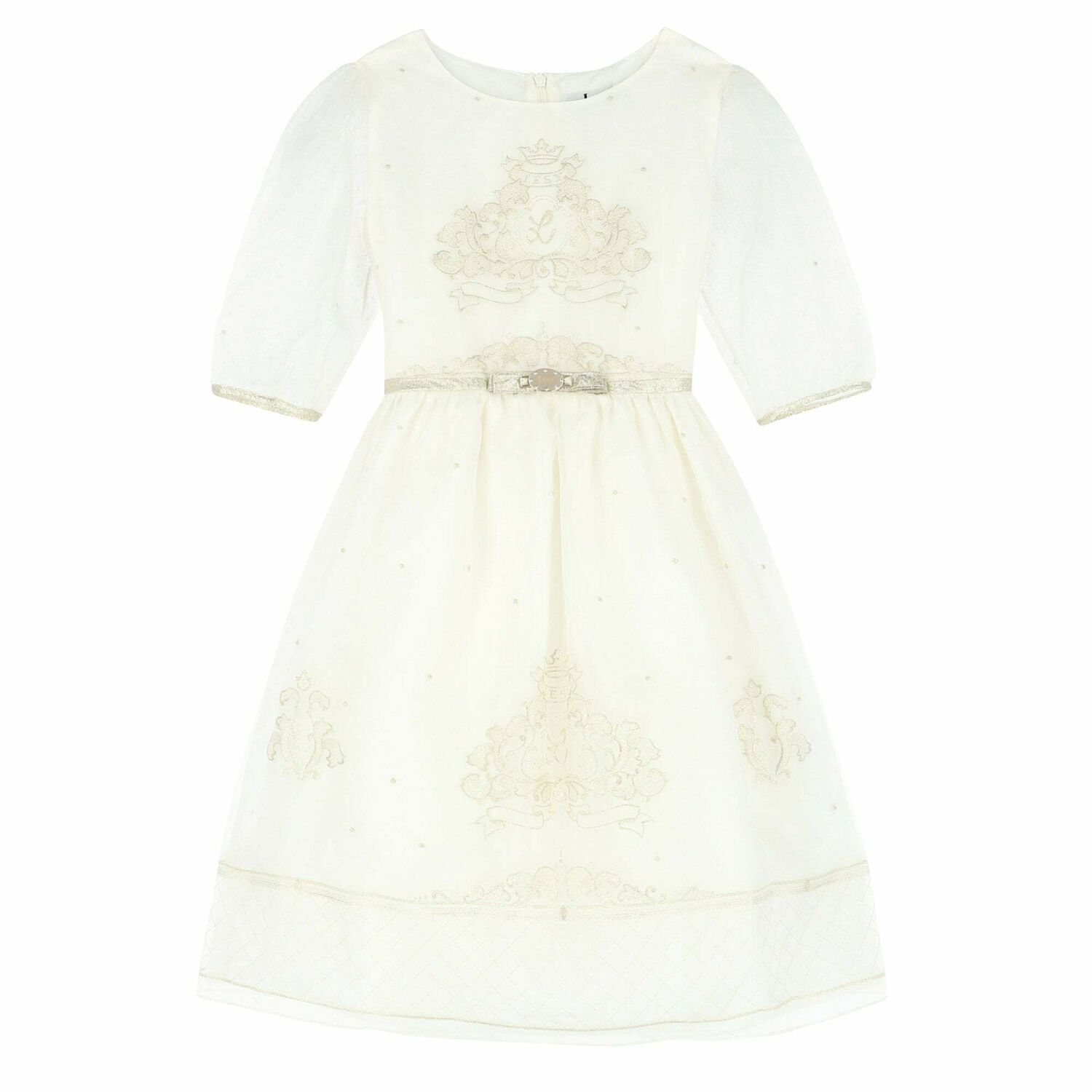 Girls White & Gold Dress, 1, hi-res image number null