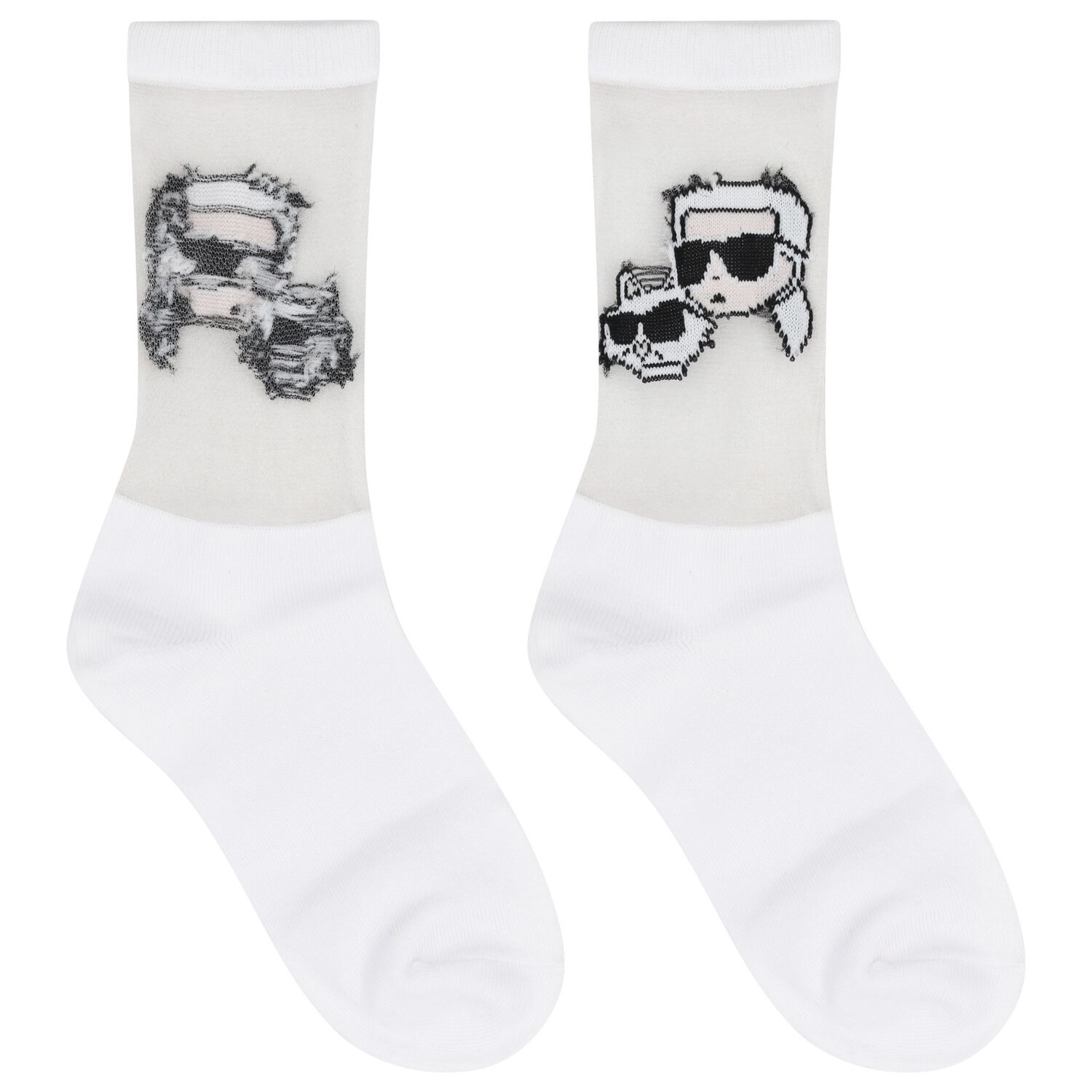 Girls White Karl & Choupette Socks, 1, hi-res image number null