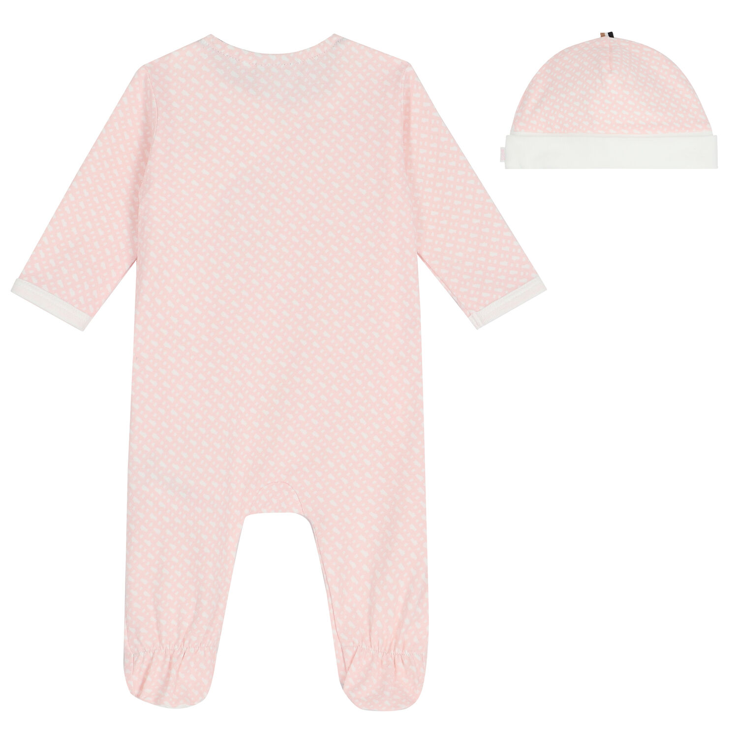 Girls White & Pink Monogram Babygrow & Hat Gift Set, 1, hi-res