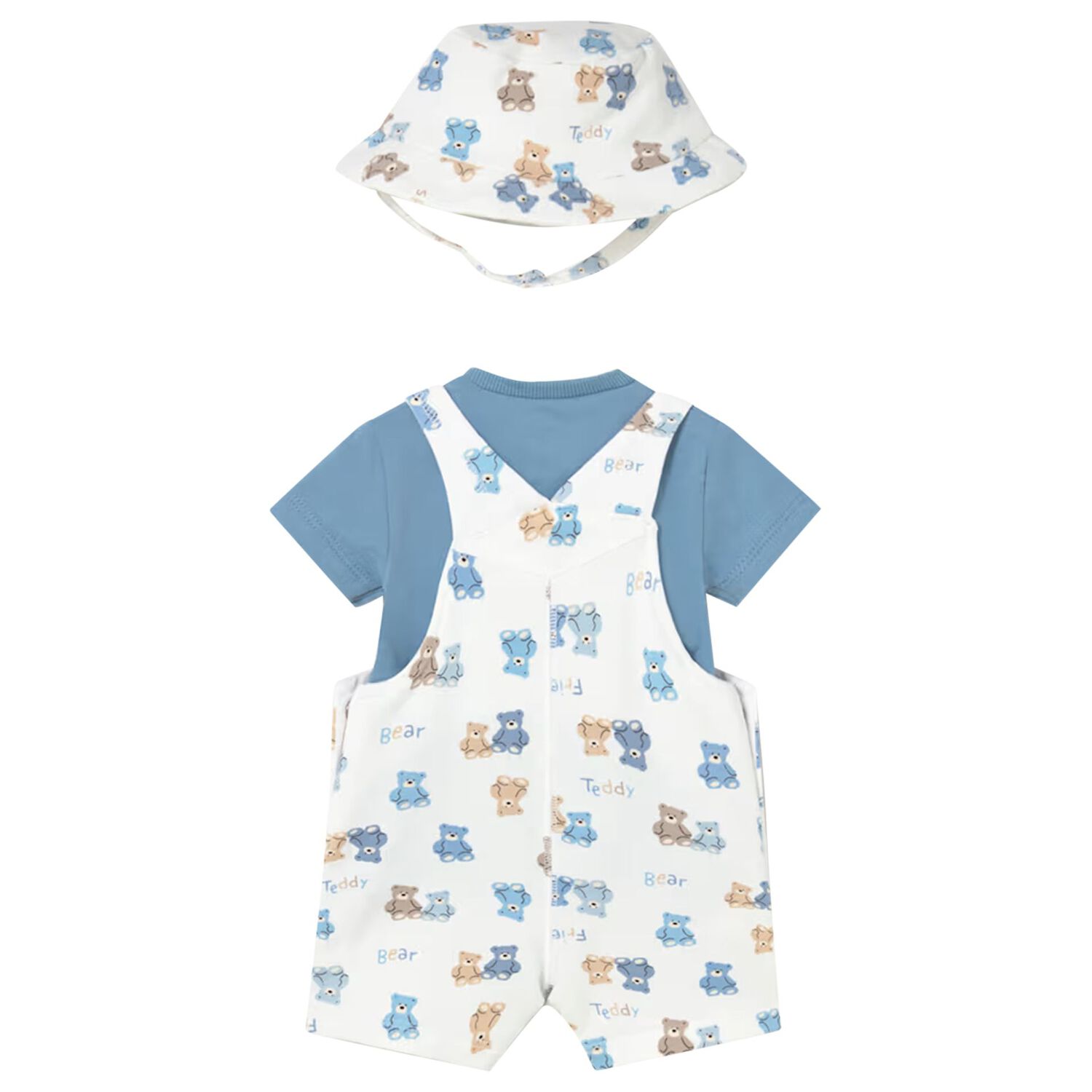 Baby Boys Blue & White Dungaree Set, 2, hi-res