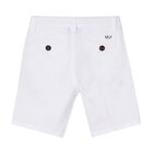 Boys White Twill Shorts, 1, hi-res