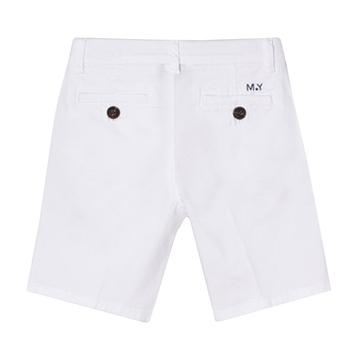 Boys White Twill Shorts, 1, hi-res