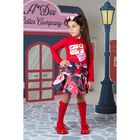 Girls Red Logo Bow Socks, 2, hi-res