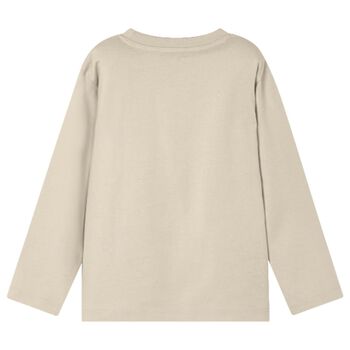 Boys Beige Wolf Long Sleeve Top