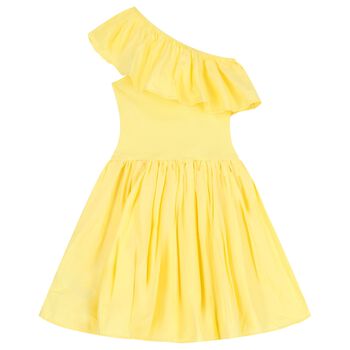 Girls Yellow Asymmetric Dress