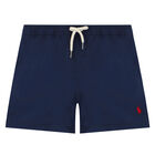 Boys Navy Logo Swim Shorts, 2, hi-res