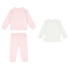 Baby Girls Pink & White Tracksuit Set, 1, hi-res
