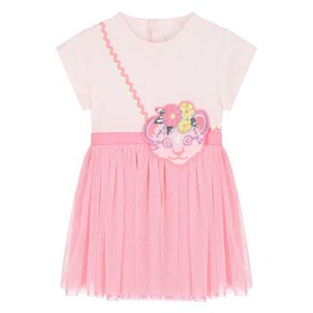 Younger Girls Pink Cat Dress
