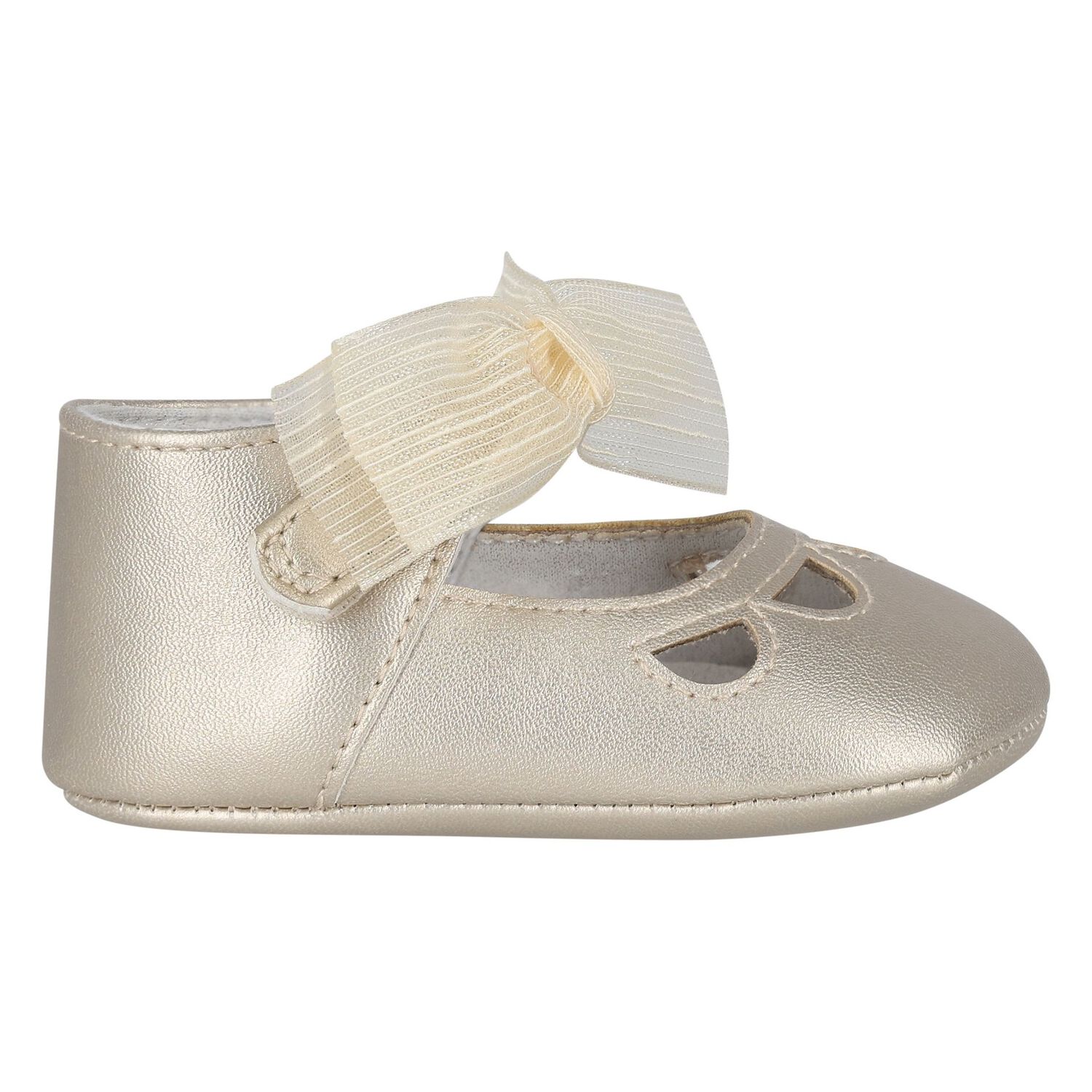 Baby Girls Gold Bow Pre Walker Shoes, 3, hi-res image number null