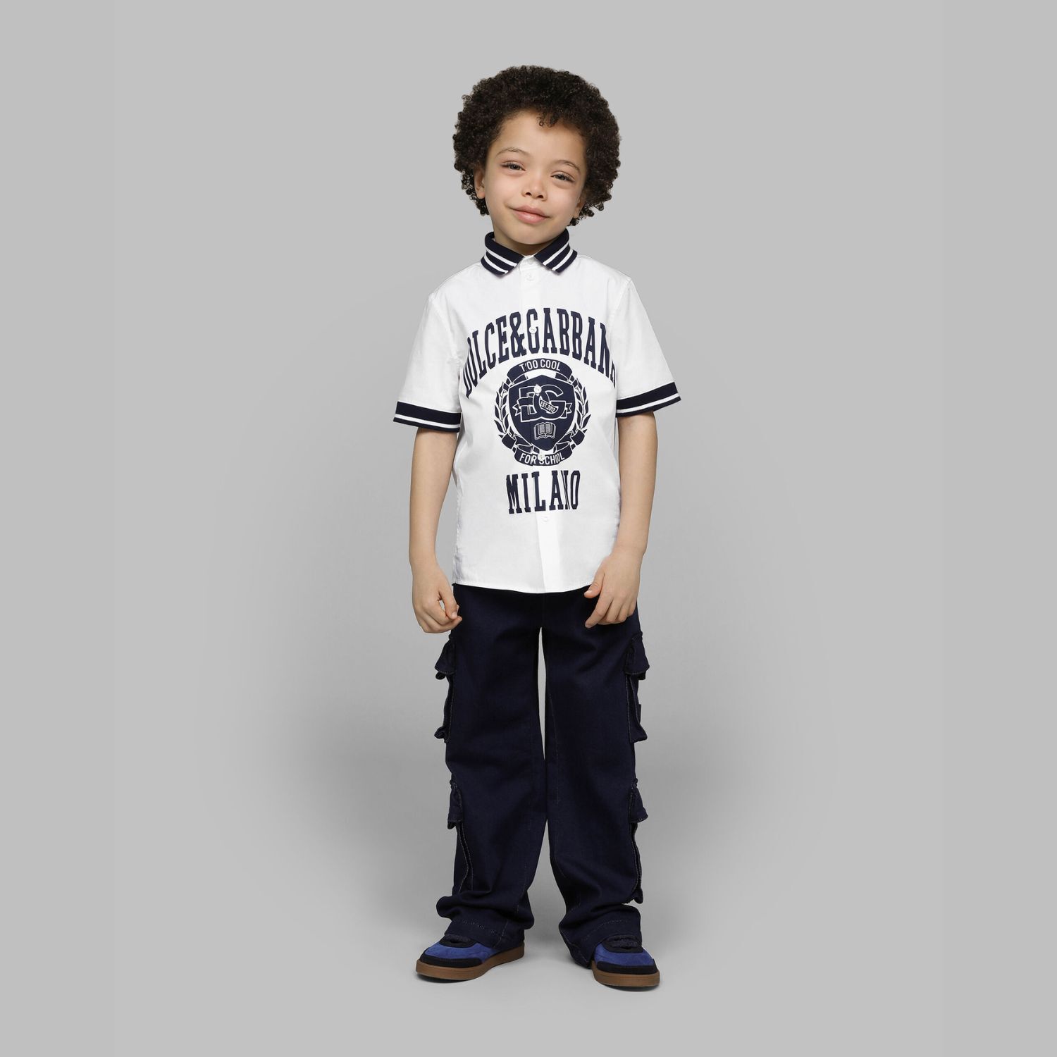 Boys White Varsity Logo Shirt, 1, hi-res