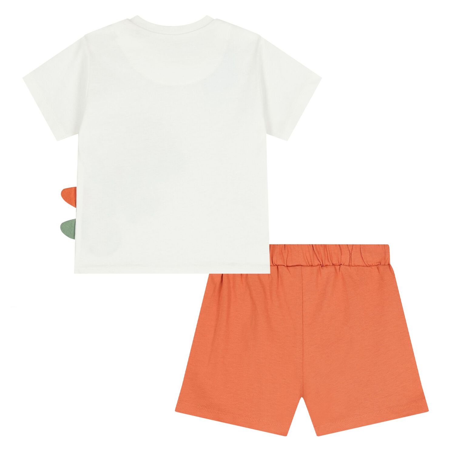 Younger Boys White & Orange Shorts Set, 1, hi-res