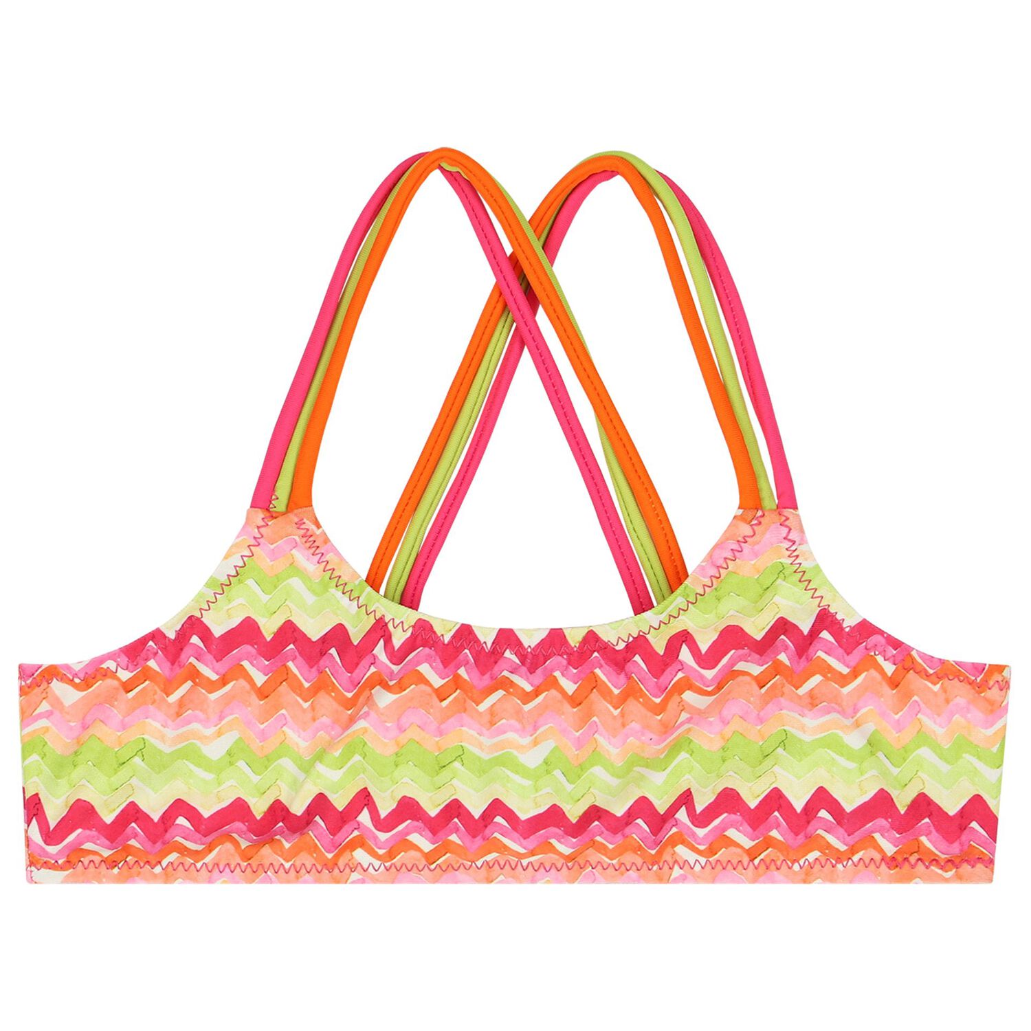 Girls Orange & Green Zig zag Bikini, 1, hi-res image number null