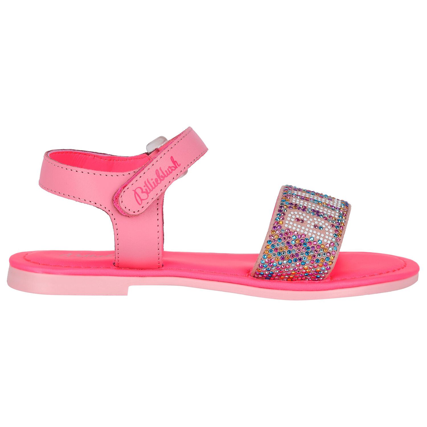 Girls Pink Embellished Logo Sandals, 1, hi-res image number null