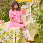 Girls Pink Pleated Tulle Dress, 1, hi-res