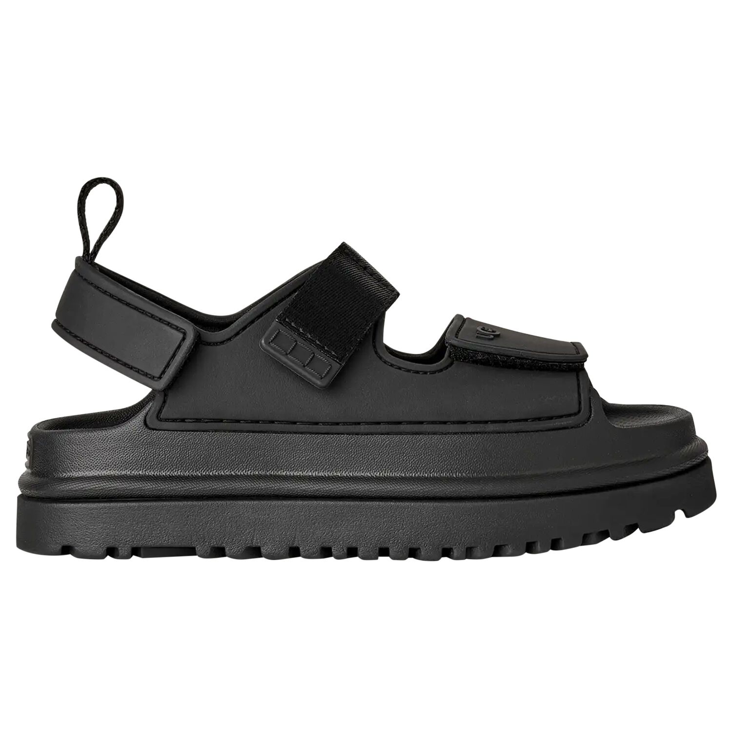 Black Chunky Logo Sandals , 1, hi-res