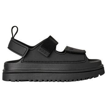 Black Chunky Logo Sandals 