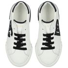 White & Black Logo Trainers, 2, hi-res