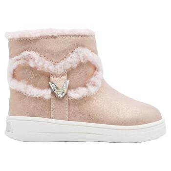 Younger Girls Gold Faux Fur Boots