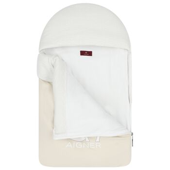 Beige & White Logo Baby Nest