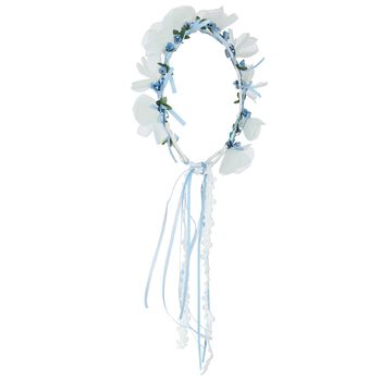 Girls White & Blue Flower Headband