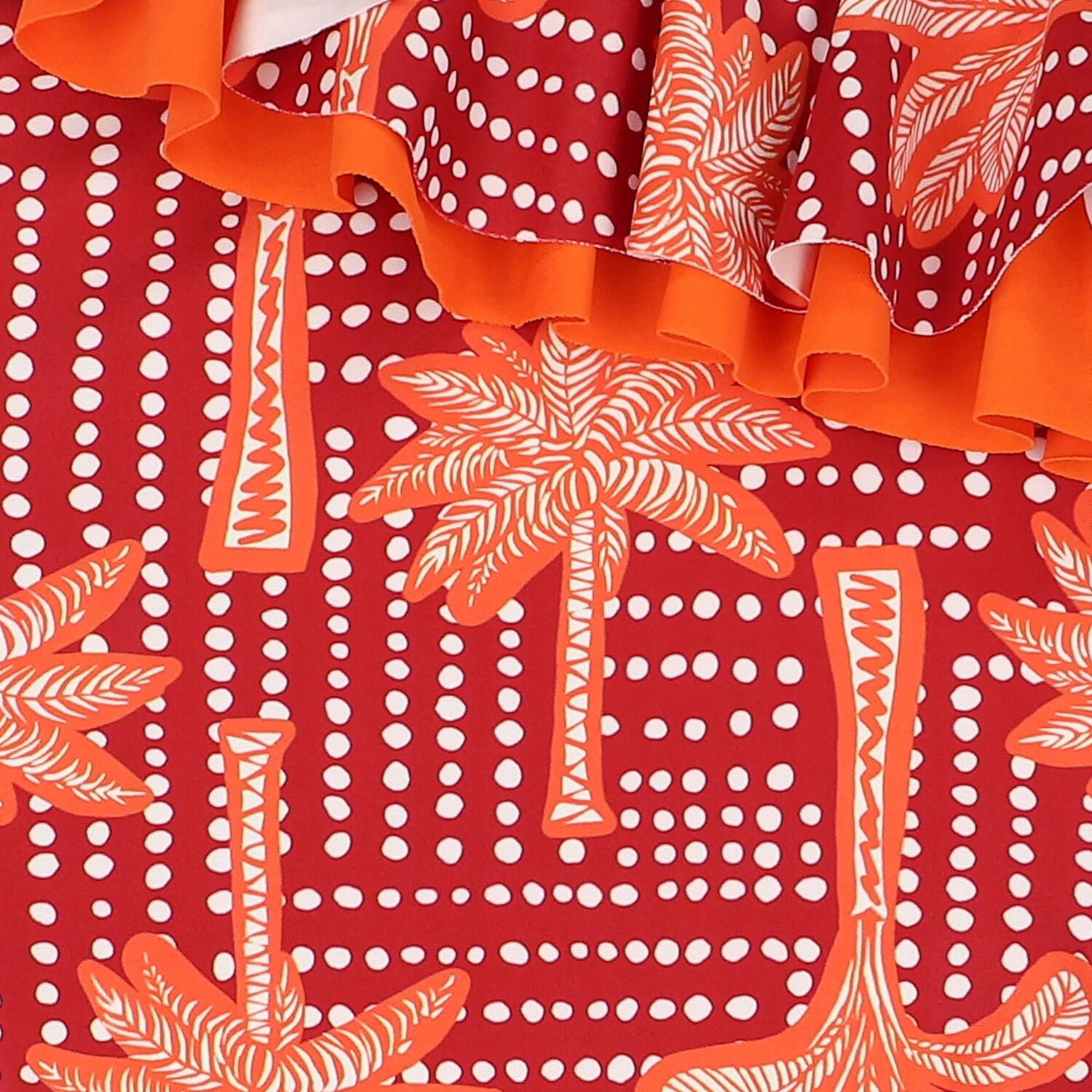 Girls Orange & Pink Palm Tree Swimsuit, 1, hi-res image number null