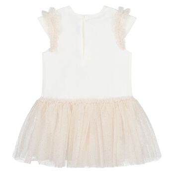 Younger Girls Ivory & Beige Tulle Dress